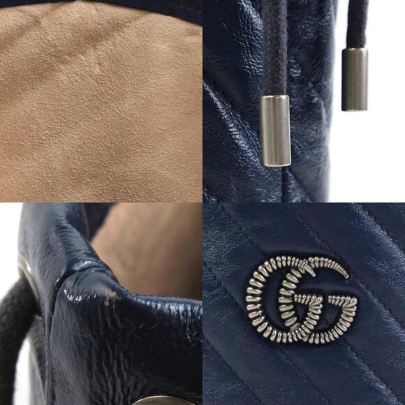 GUCCI Blue Leather GG Marmont Shoulder Bag - Picture 4 of 5